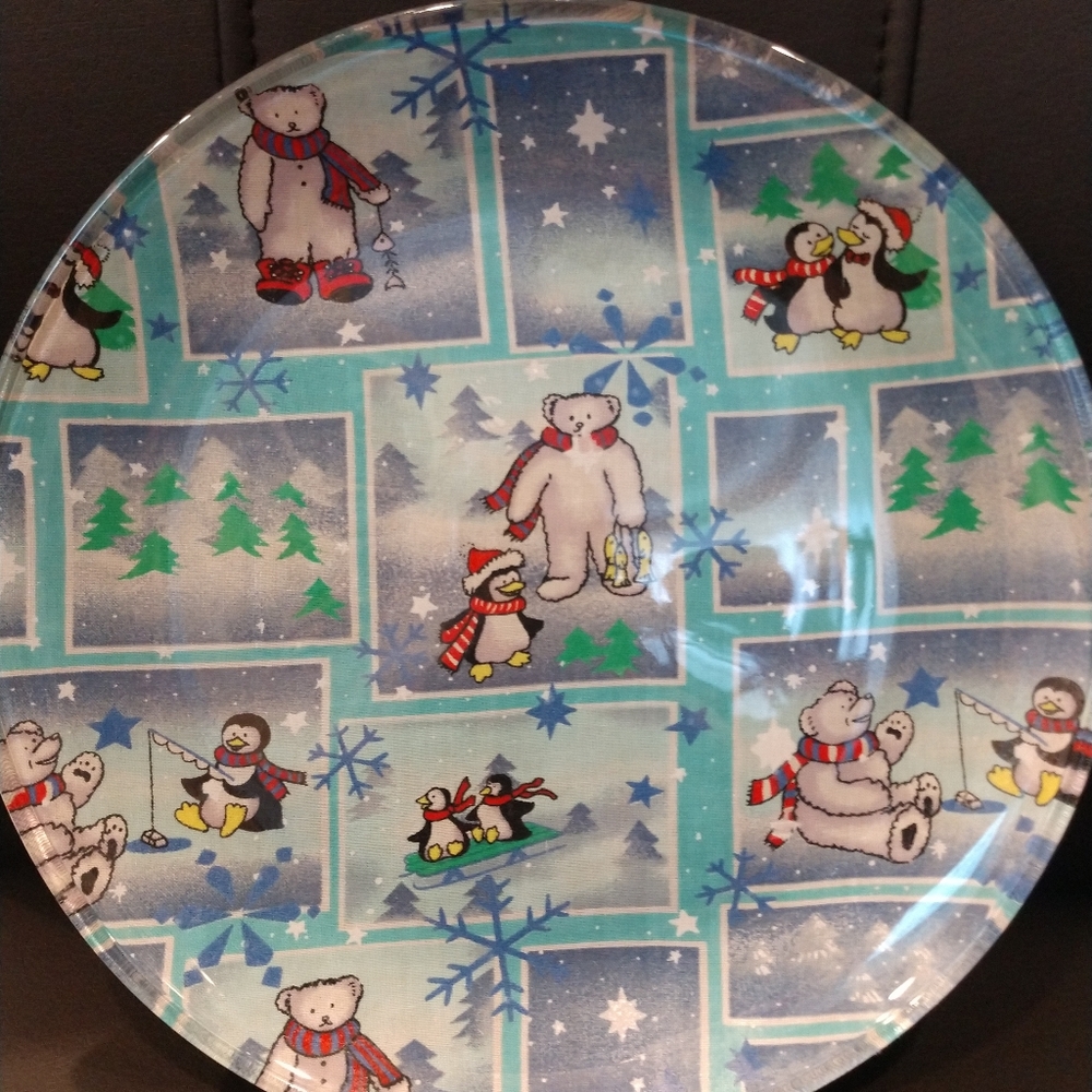 Decorative Winter Plate, Penguins & Snowman